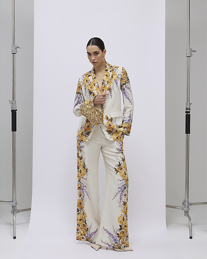 River Island Cream Floral Blazer