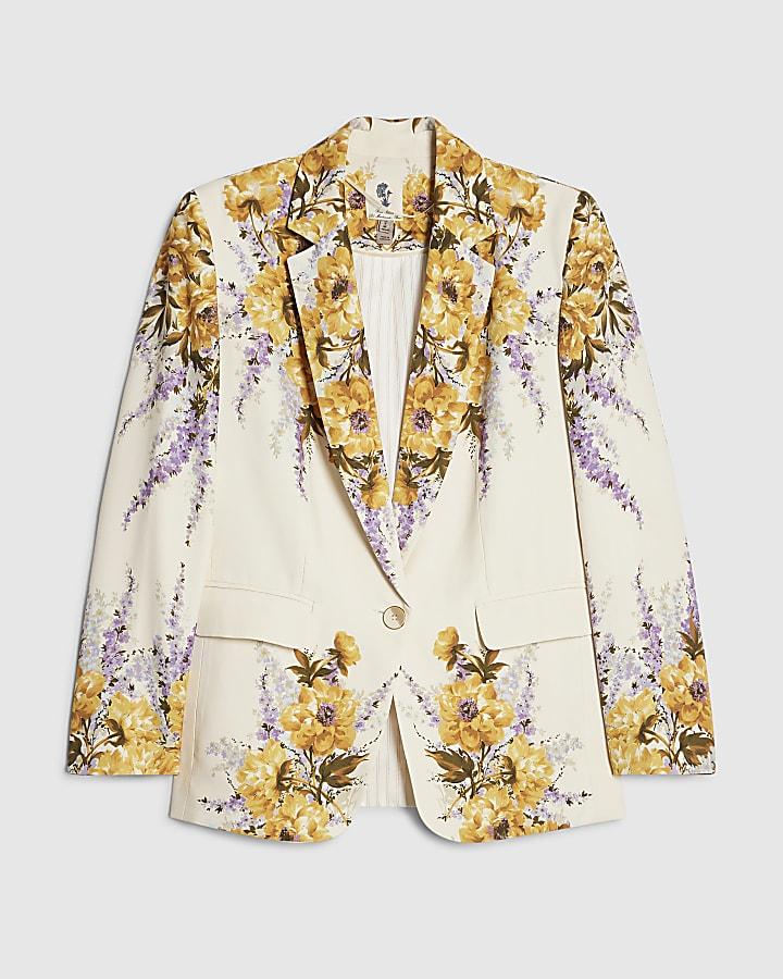 river island Cream Floral Blazer