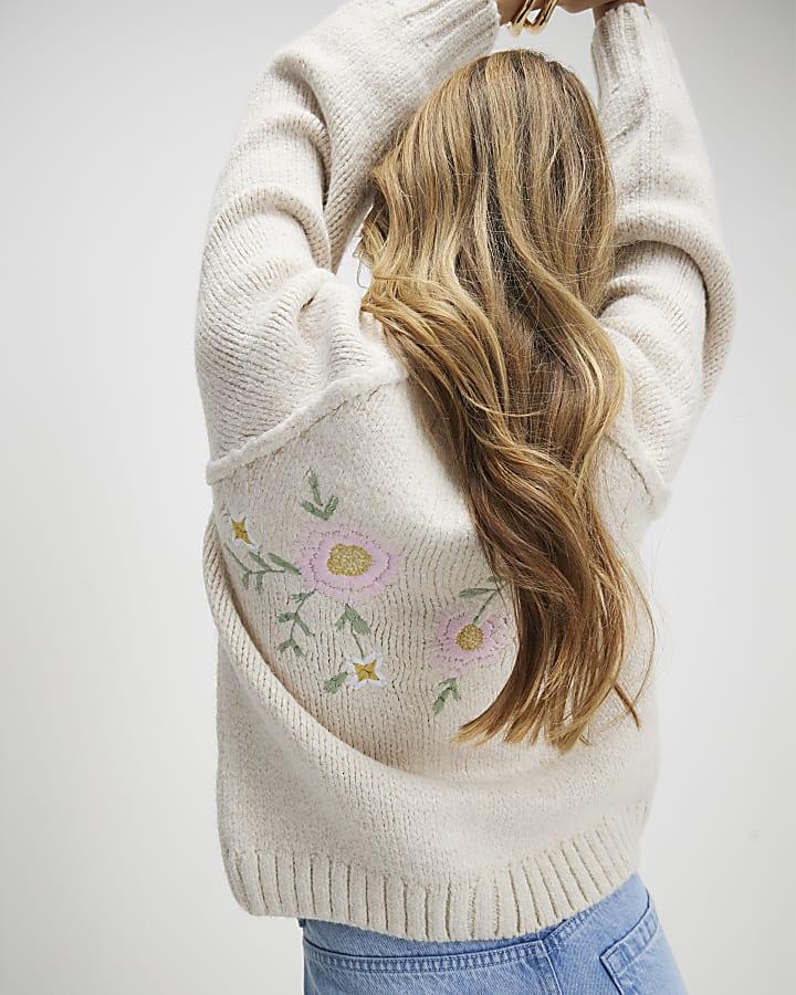 River Island Cream Floral Embroided Cardigan