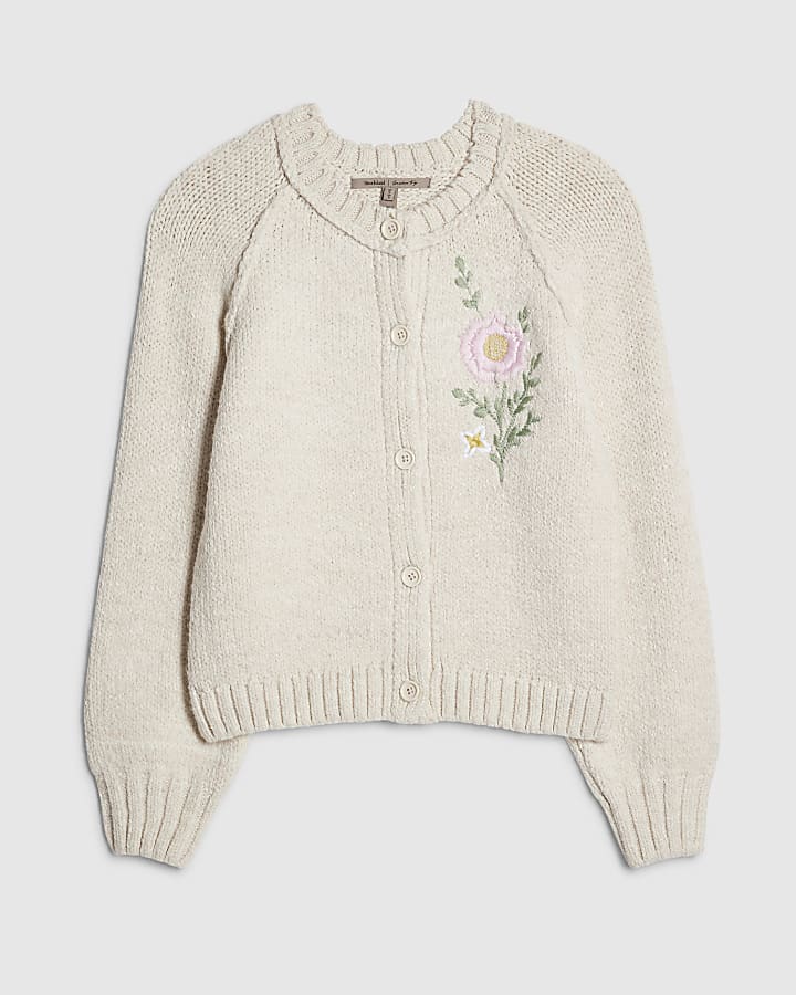 river island Cream Floral Embroided Cardigan
