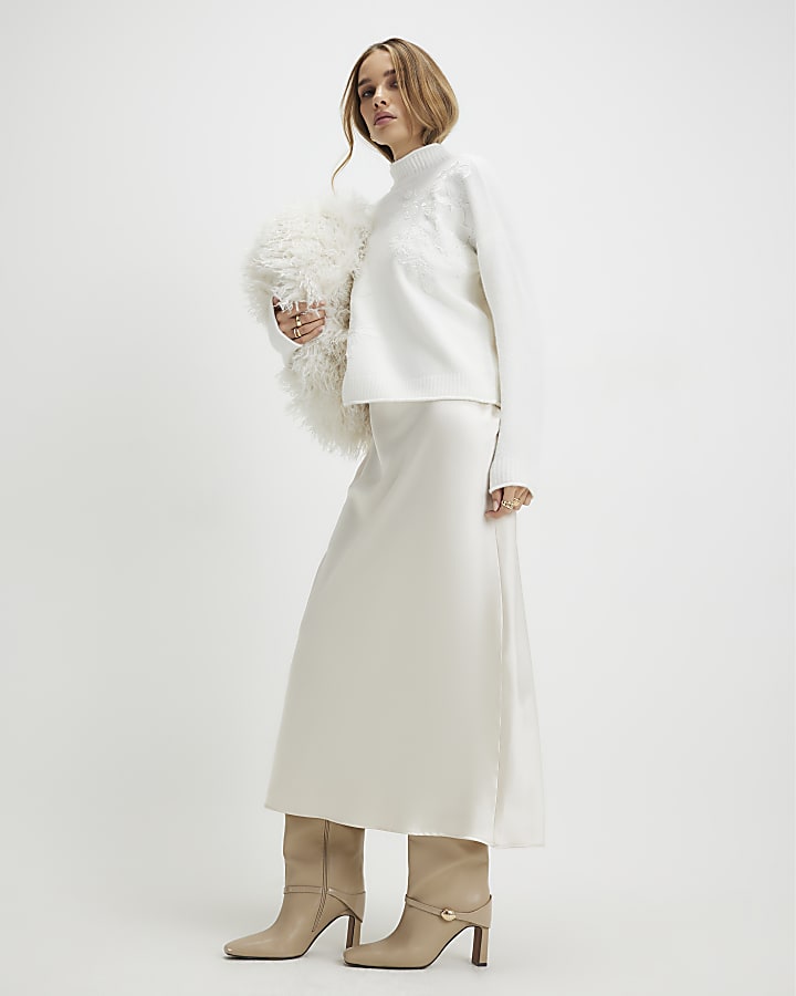 River Island Cream Floral Embroidered Jumper