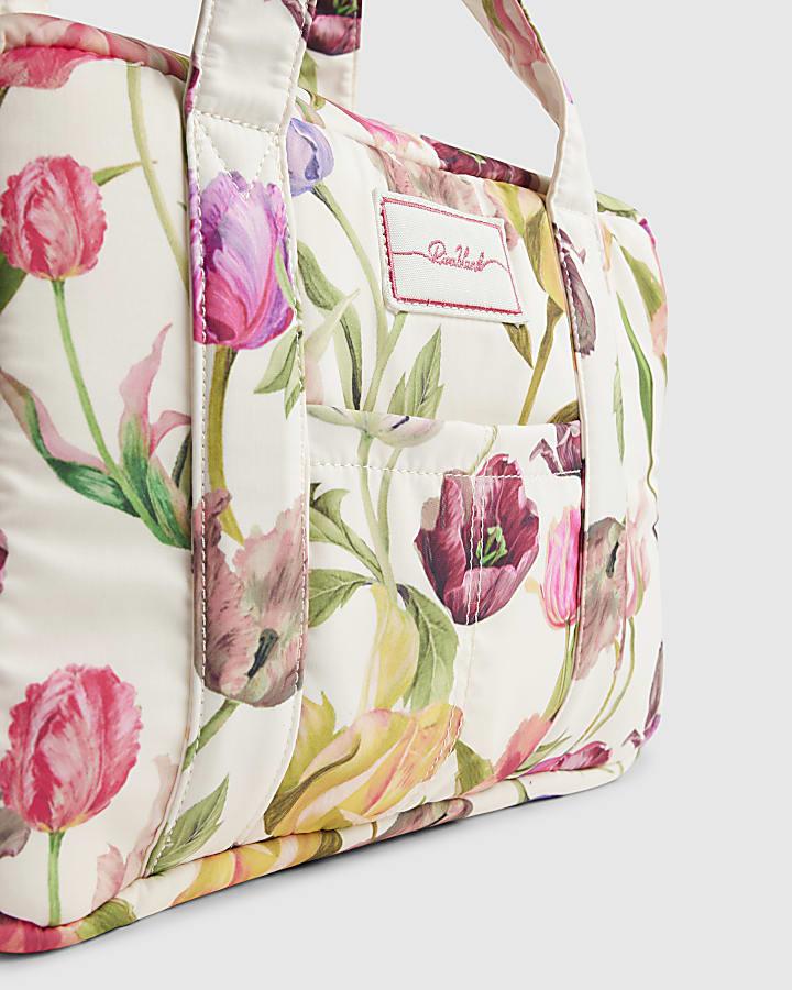 River Island Cream Floral Print Holdall Bag