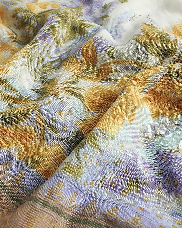 River Island Cream Floral Printed Scarf