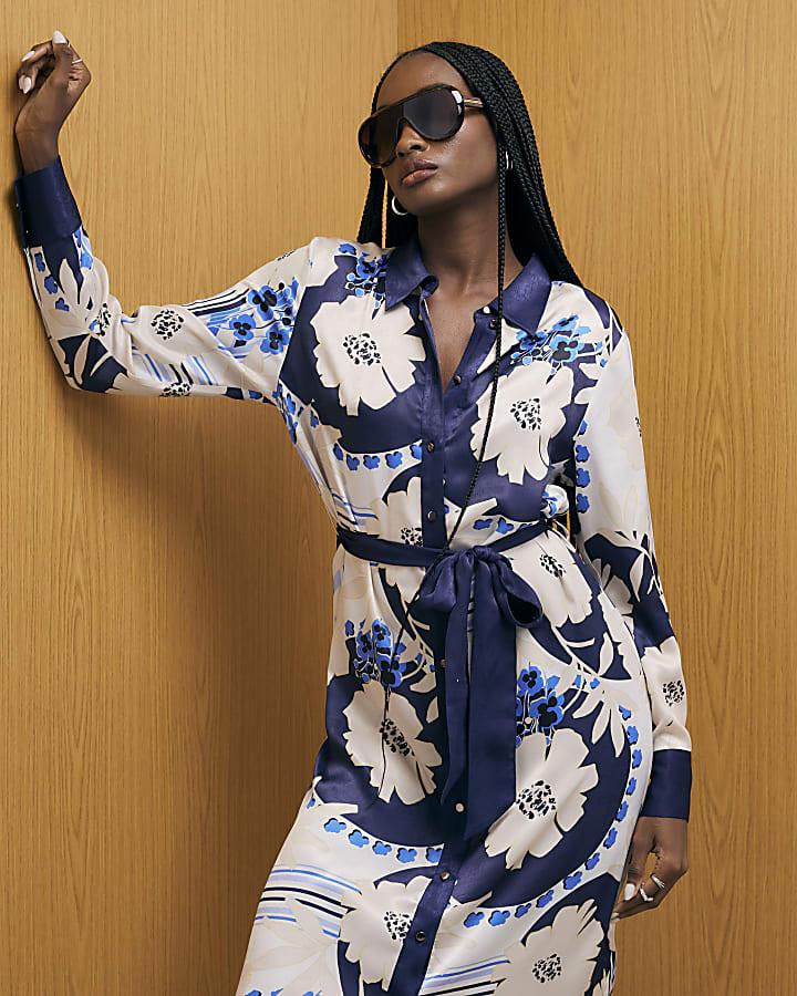 River Island Cream Floral Shirt Dress