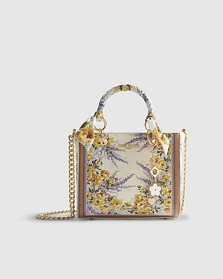 River Island Cream Floral Tote Bag