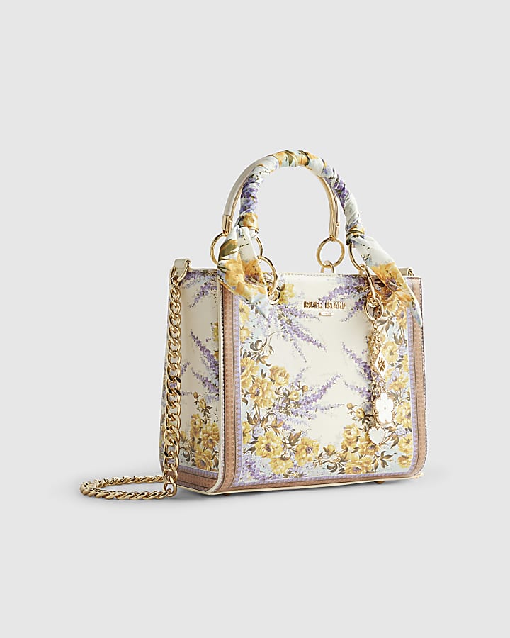 River Island Cream Floral Tote Bag