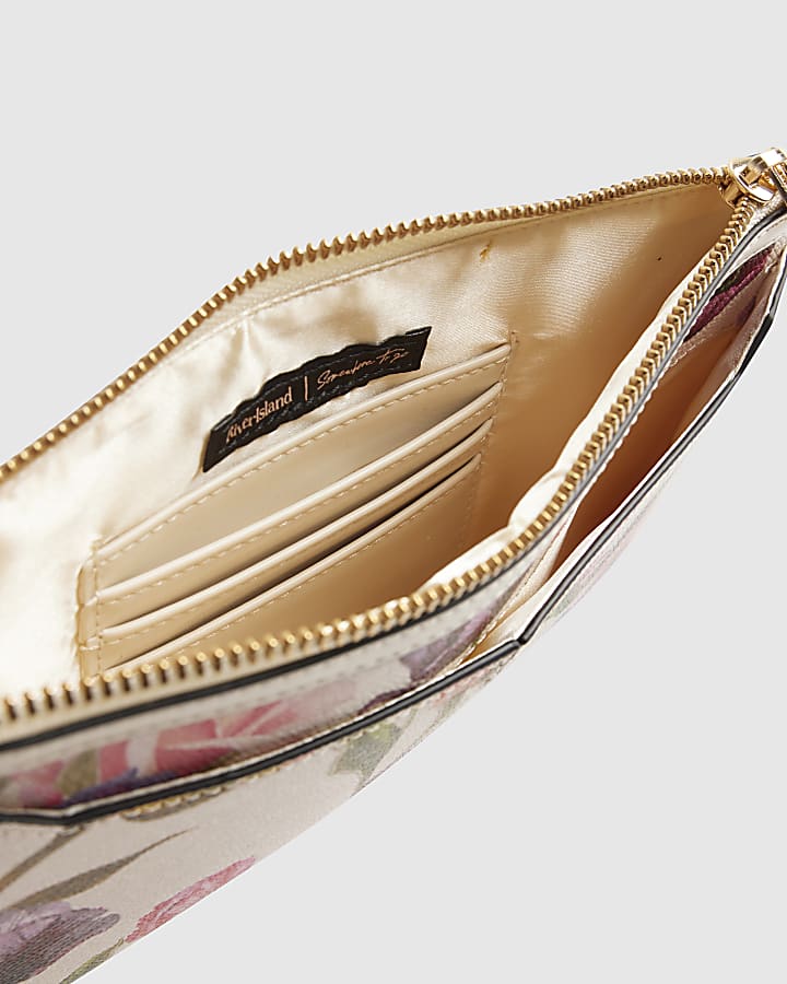 river island Cream Floral Travel Wallet Bundle