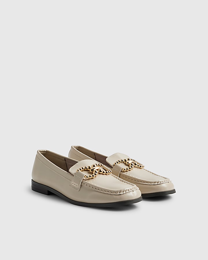 River Island Cream Gold Trim Loafers