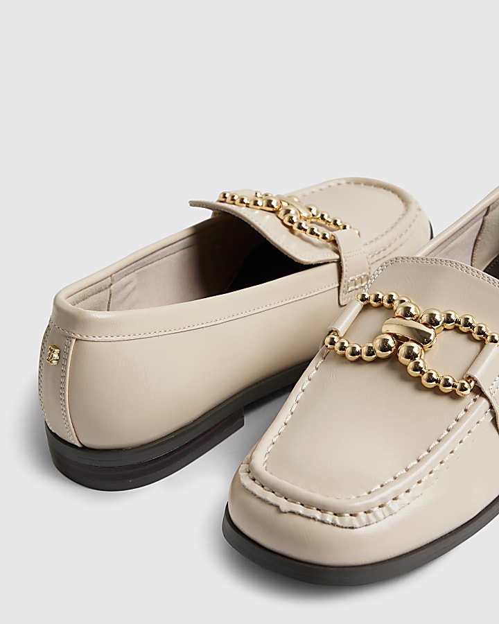 River Island Cream Gold Trim Loafers