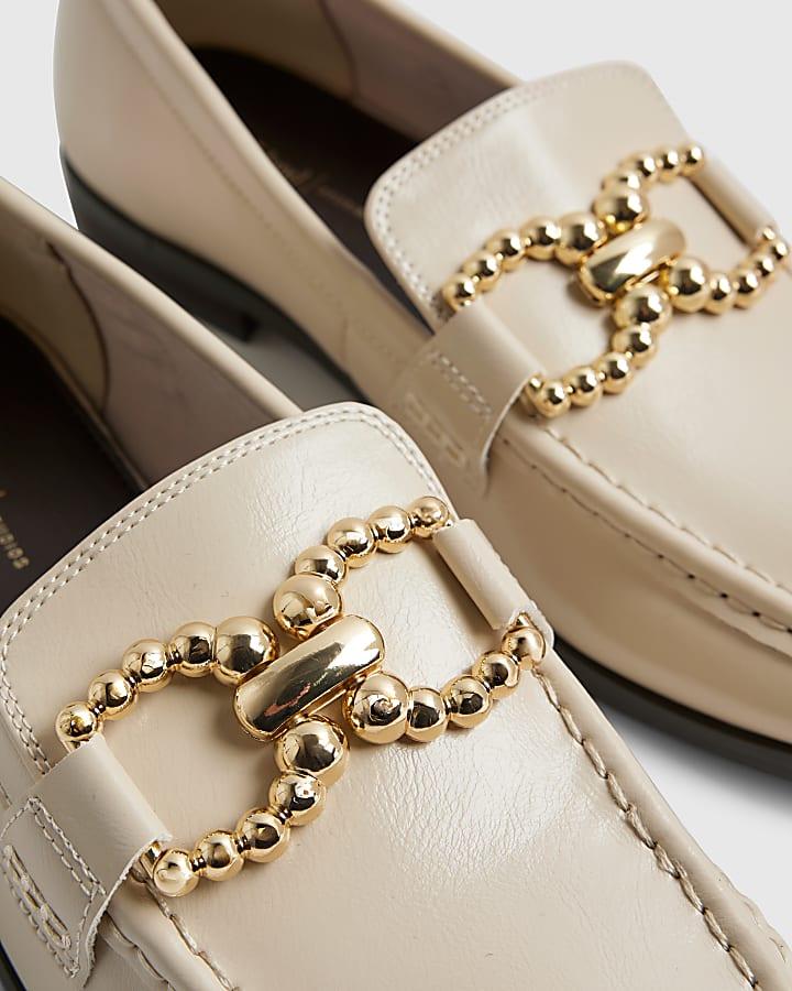 river island Cream Gold Trim Loafers