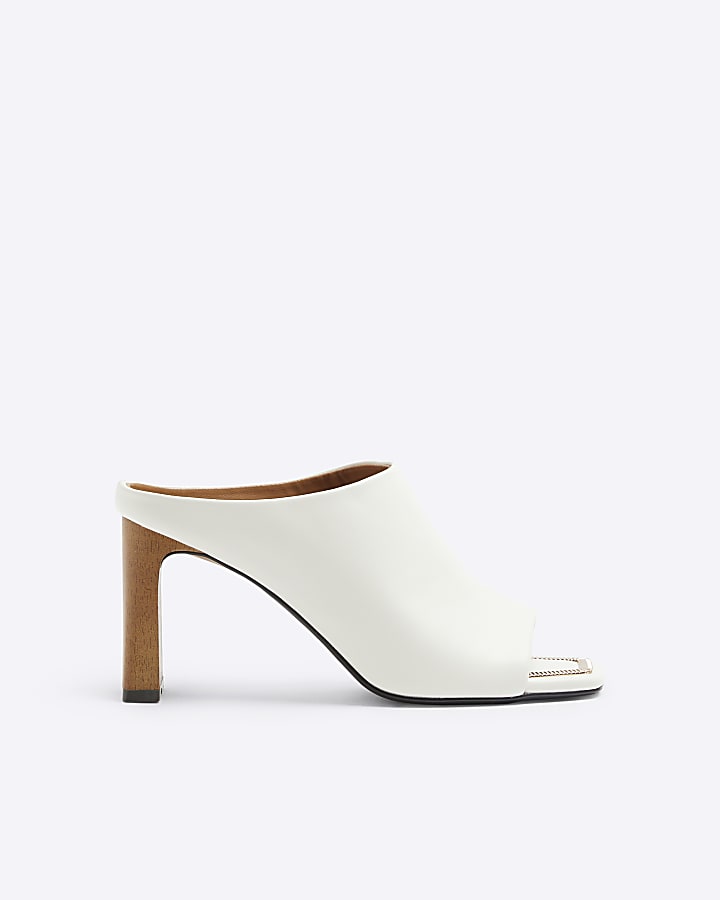 river island Cream hardware heeled mule sandals