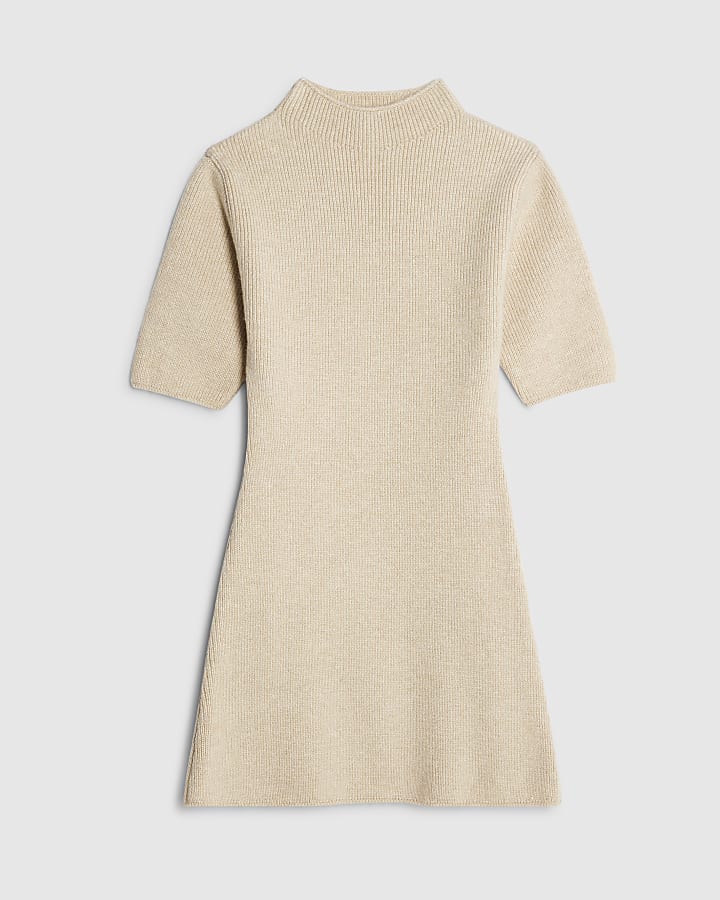 river island Cream High Neck Cosy Mini Dress