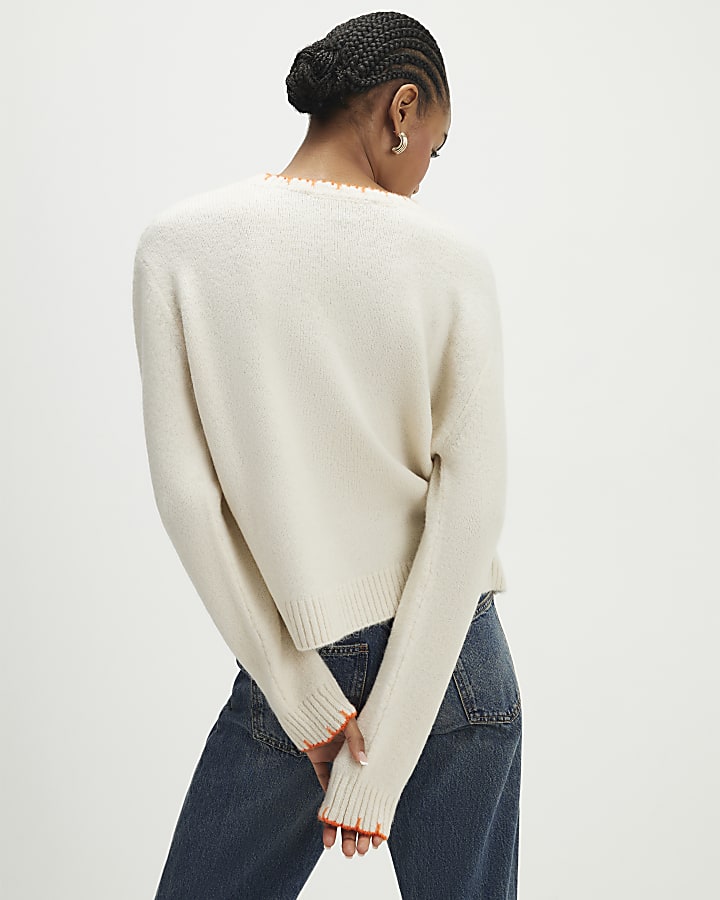 River Island Cream Horse Western Jumper