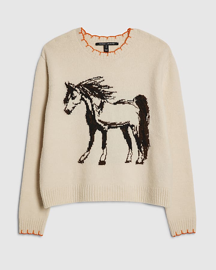 river island Cream Horse Western Jumper