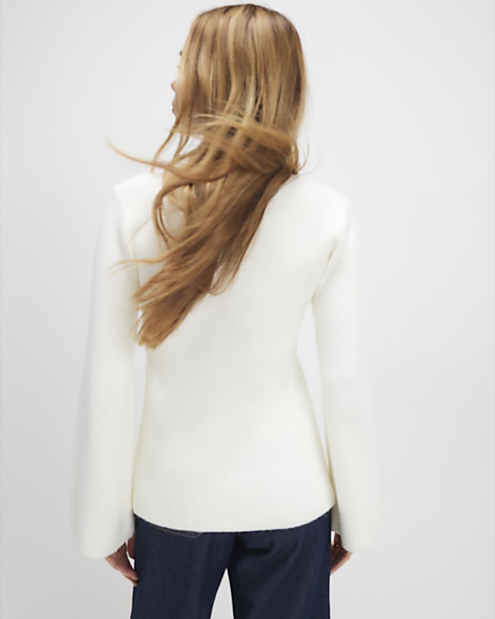 River Island Cream Knitted Button Detail Cardigan