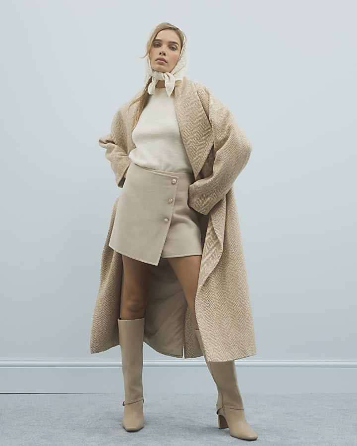 River Island Cream Lace Knit Scarf Neck Jumper