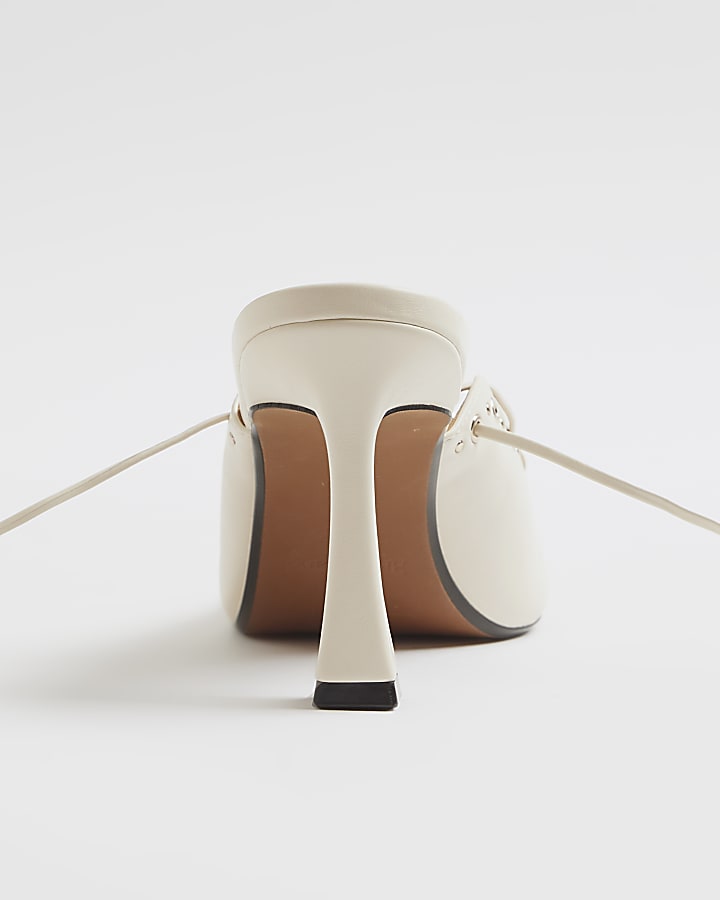 River Island Cream Lace Up Court Heels