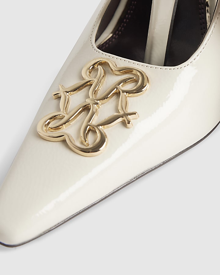 river island Cream Logo Slingback Court Heels