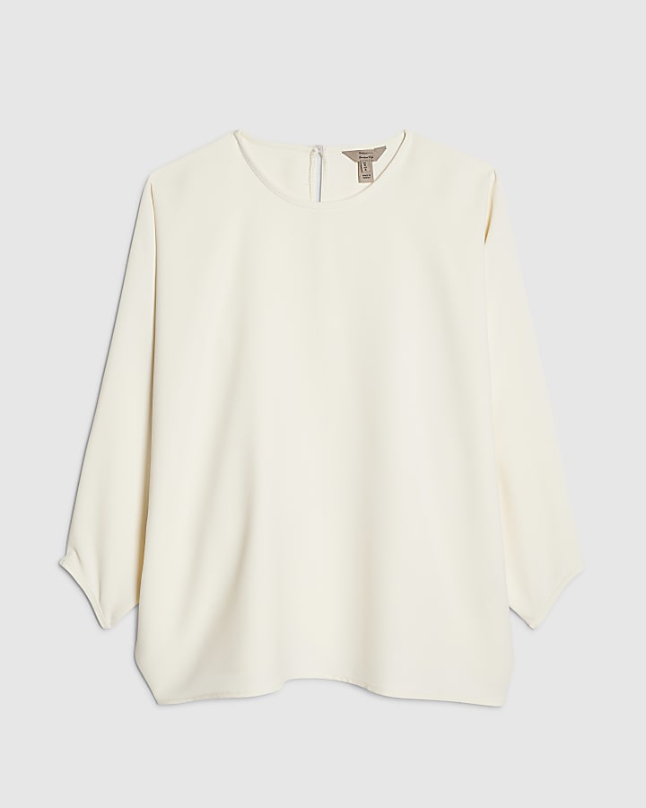 river island Cream Long Sleeve Batwing Top