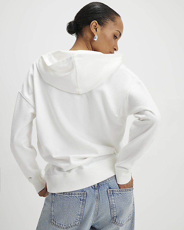 River Island Cream Long Sleeve Wrap Front Hoodie