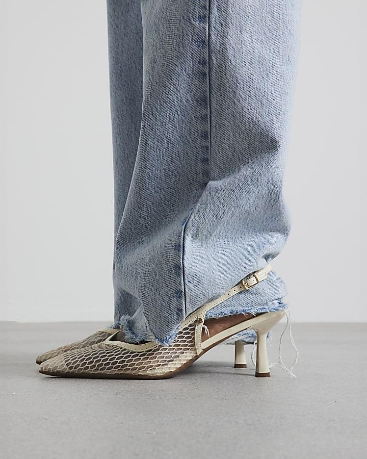 river island Cream Mesh Court Heeled Shoes