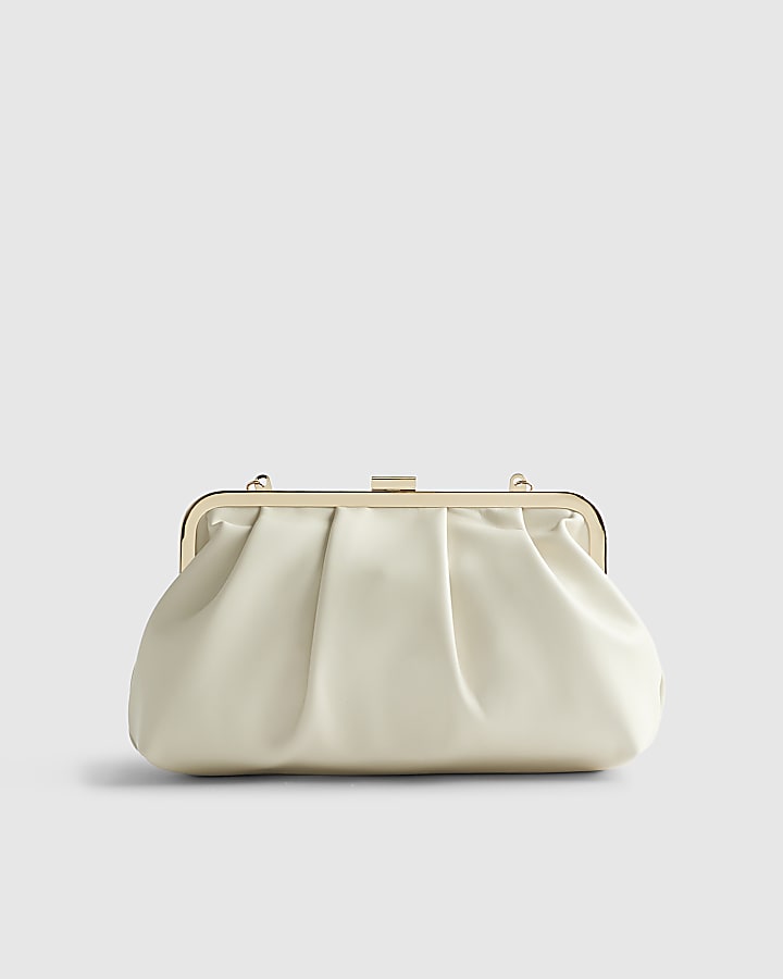 River Island Cream Metal Frame Clutch Bag