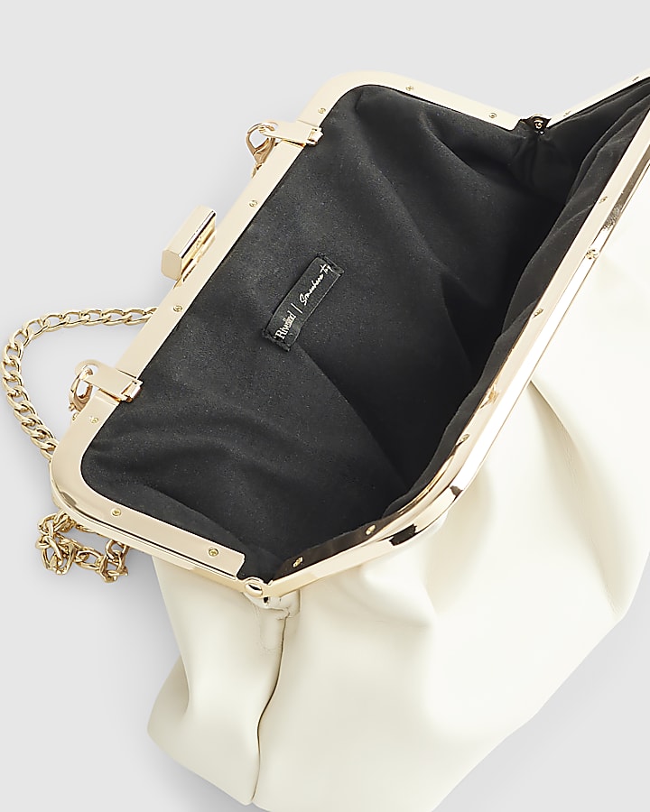 river island Cream Metal Frame Clutch Bag