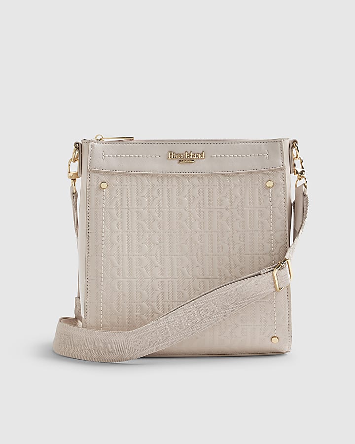 River Island Cream Monogram Messenger Bag