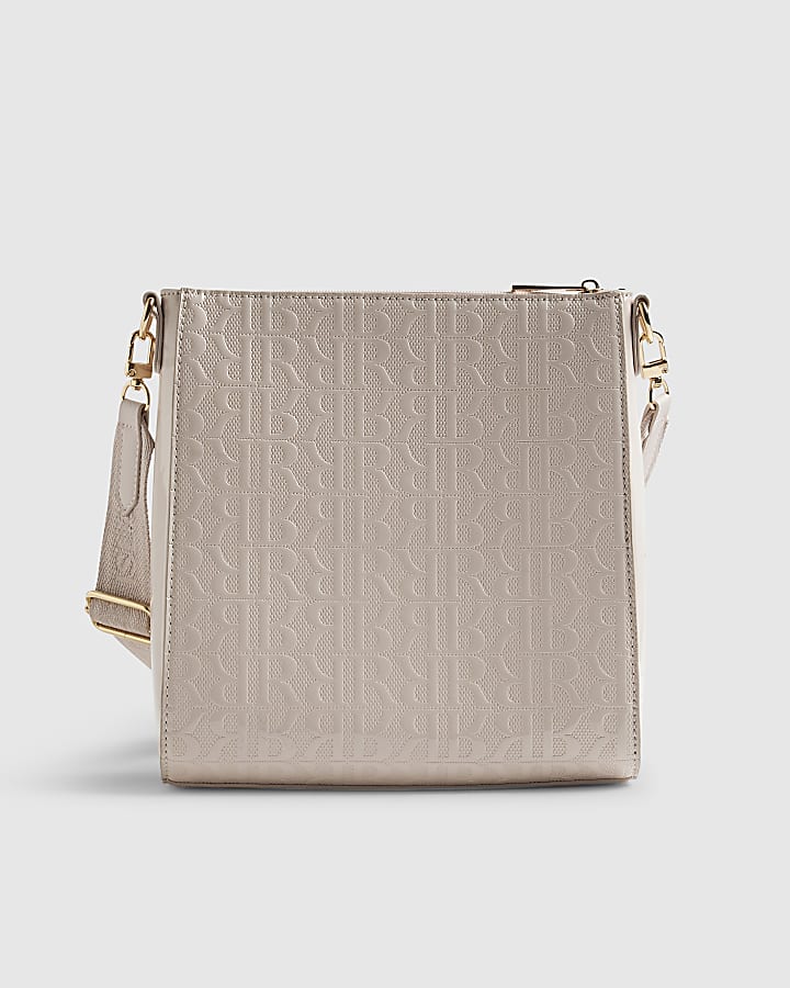 River Island Cream Monogram Messenger Bag