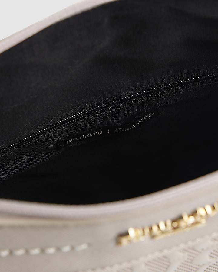 River Island Cream Monogram Messenger Bag