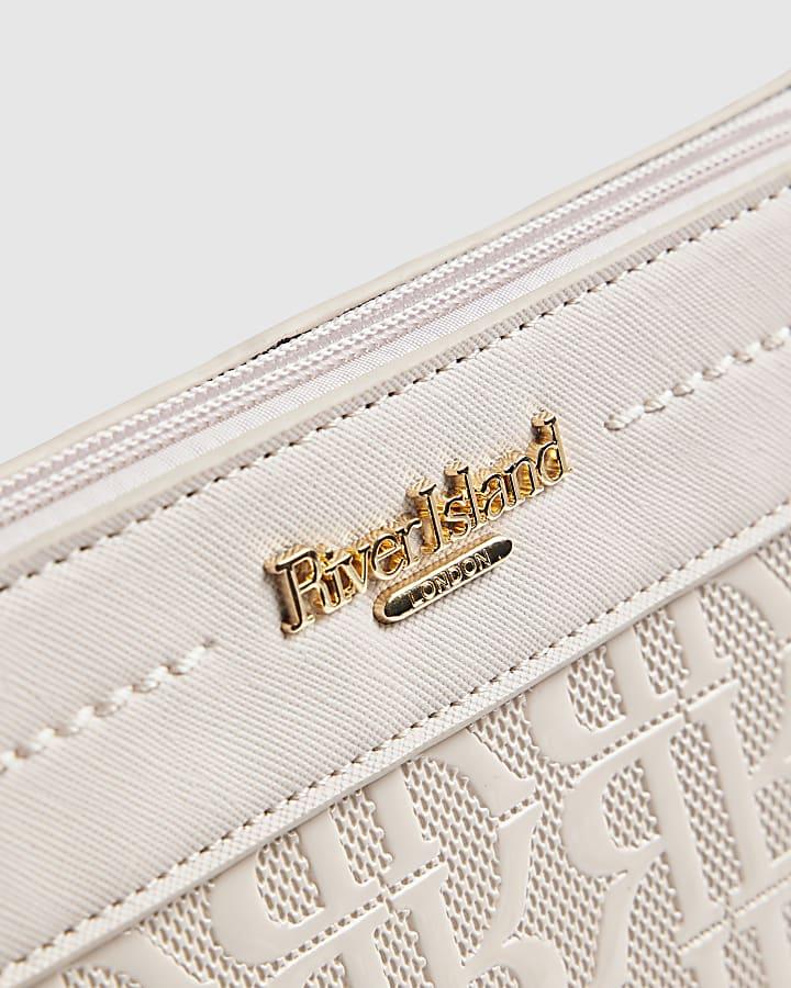 river island Cream Monogram Messenger Bag