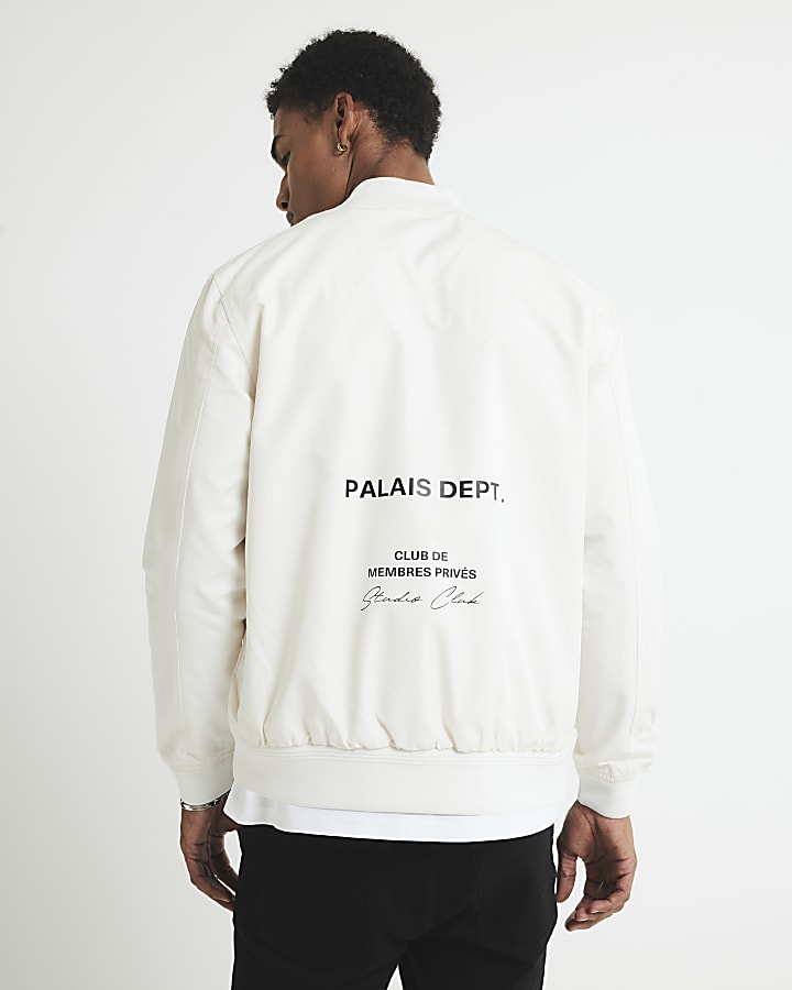 River Island Cream Palais Dept Bomber Jacket