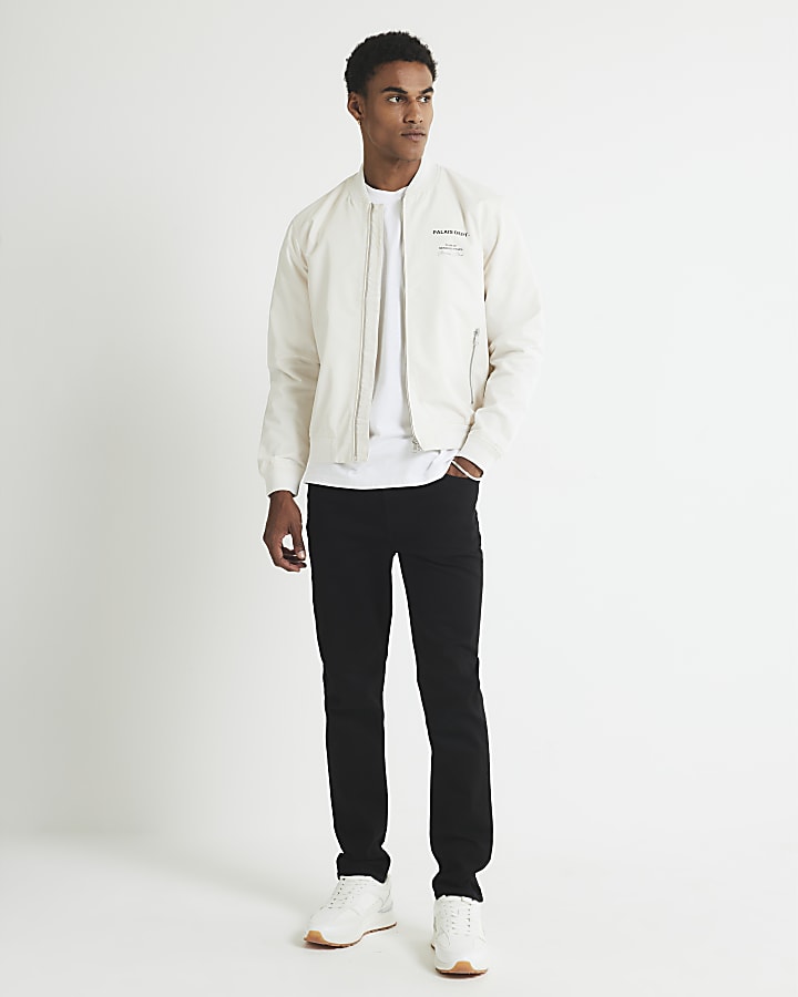 River Island Cream Palais Dept Bomber Jacket