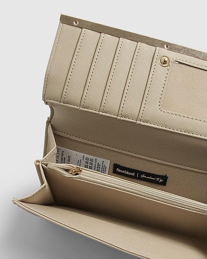 River Island Cream Panelled Clip Top Purse