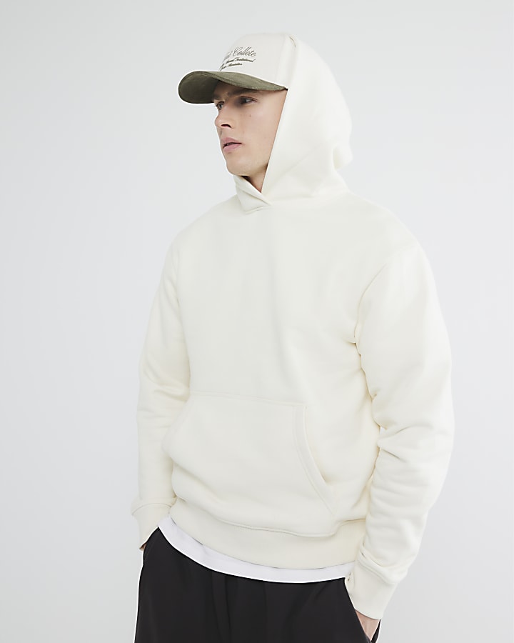 River Island Cream Regular Fit Long Sleeve Hoodie