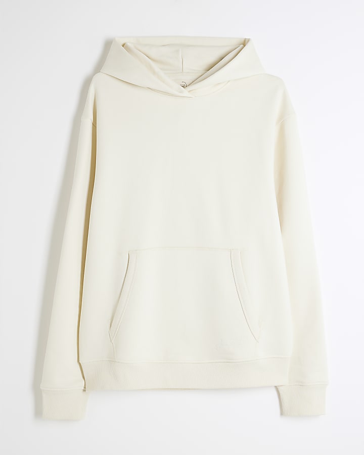 river island Cream Regular Fit Long Sleeve Hoodie