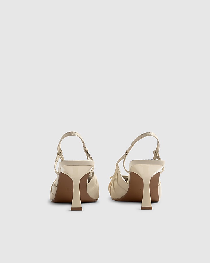 River Island Cream Ruched Bow Court Heels