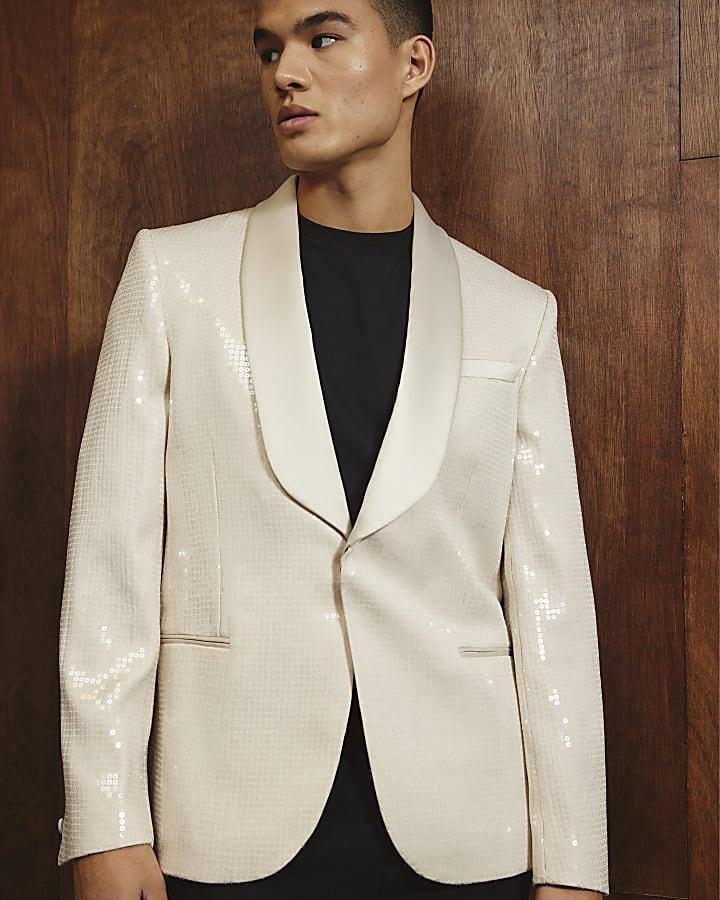 River Island Cream Sequin Blazer