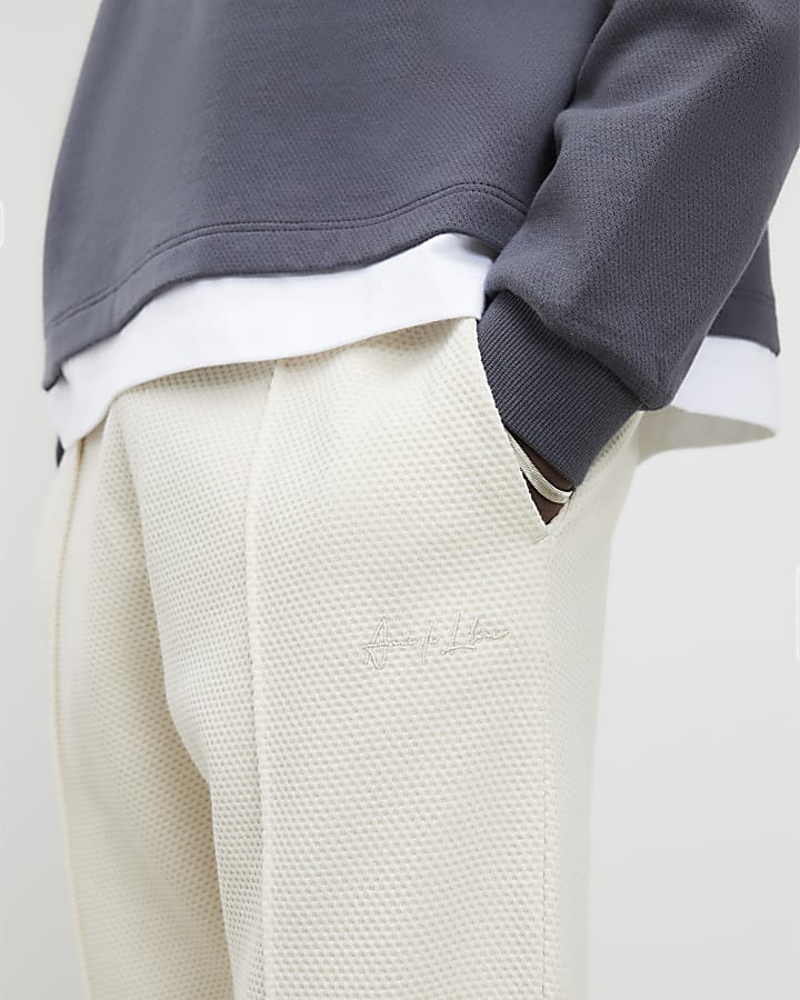 River Island Cream Slim Fit Bubble Joggers