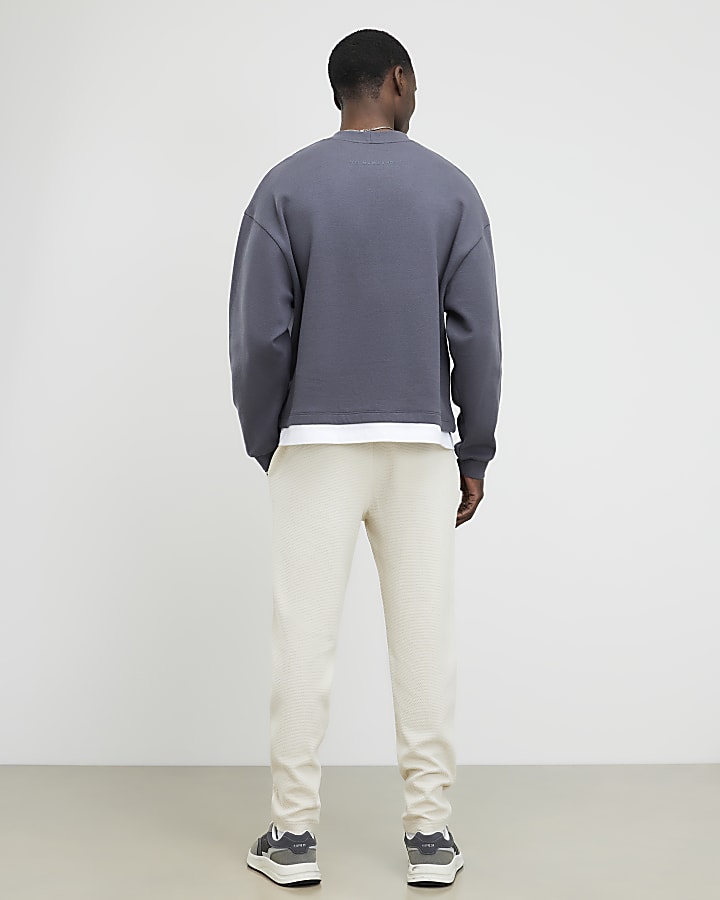 River Island Cream Slim Fit Bubble Joggers