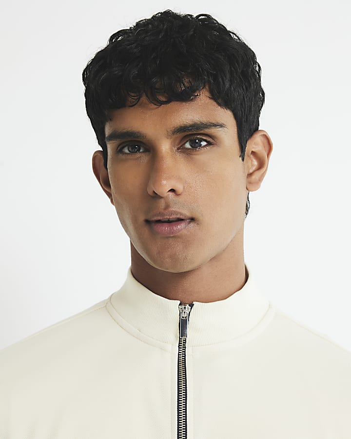 River Island Cream Slim Fit Colour Block Shacket