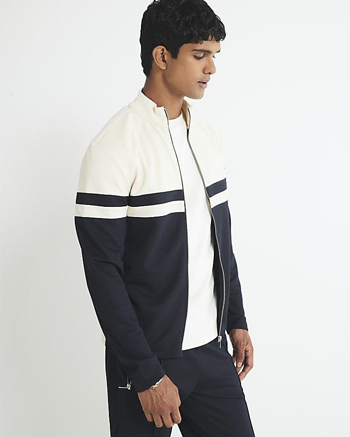 River Island Cream Slim Fit Colour Block Shacket
