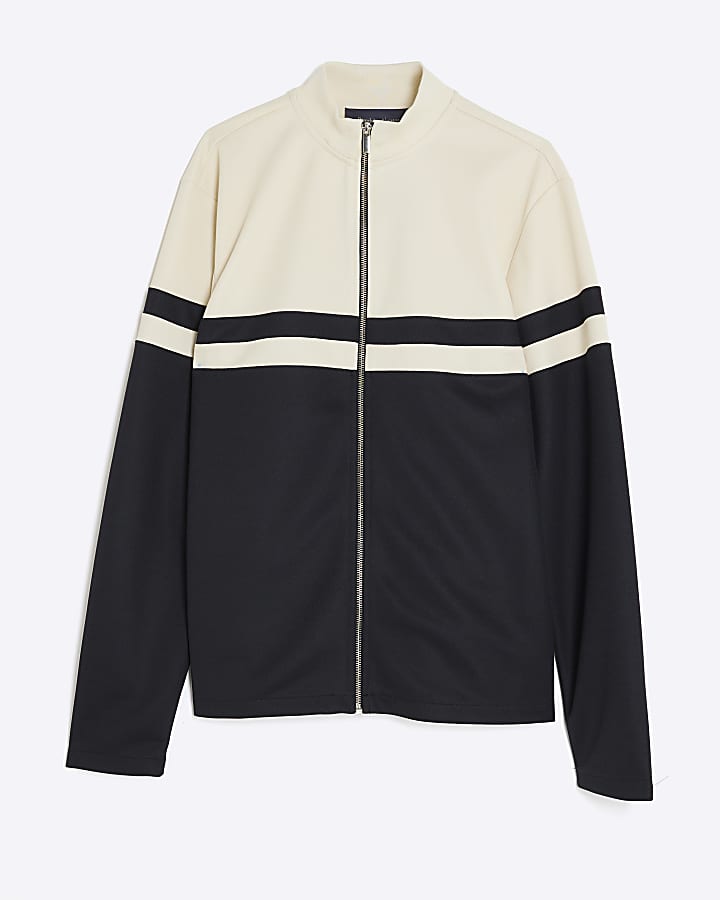river island Cream Slim Fit Colour Block Shacket