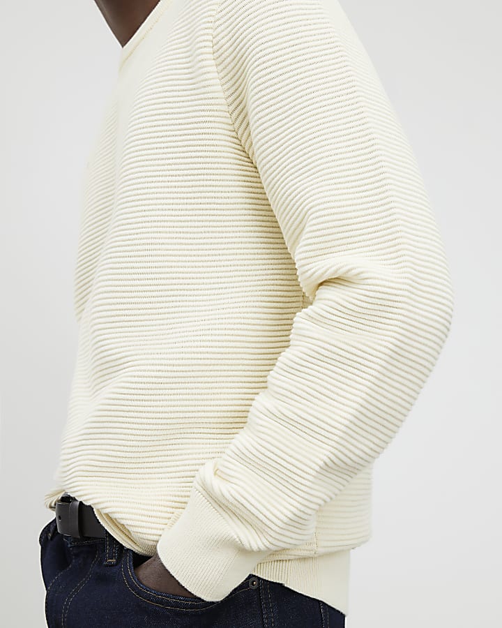 River Island Cream Slim Fit Knit Jumper