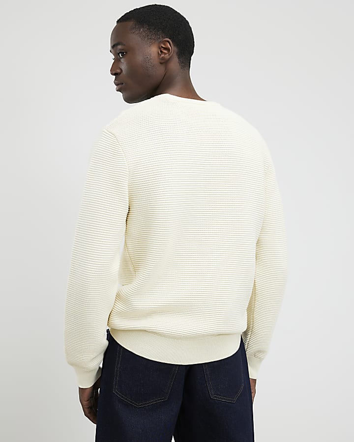 River Island Cream Slim Fit Knit Jumper