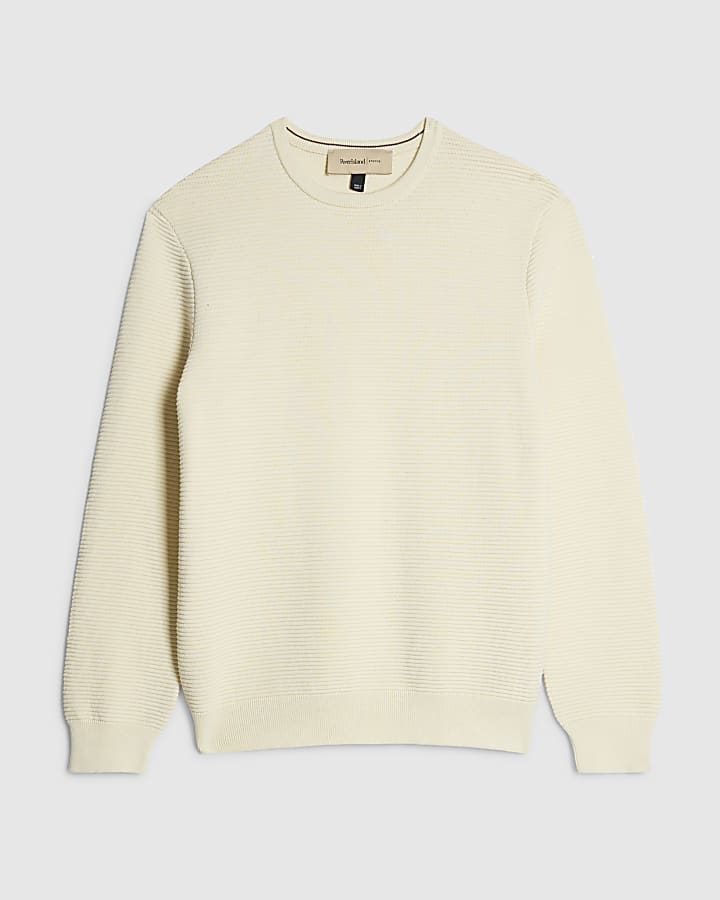 river island Cream Slim Fit Knit Jumper