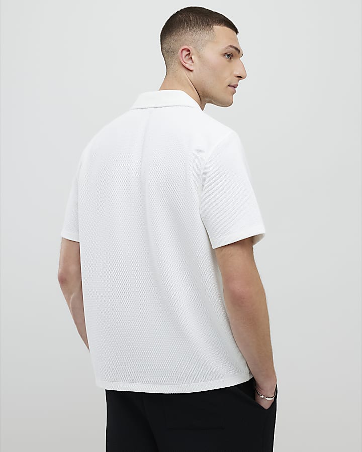 River Island Cream Slim Fit Revere Shirt