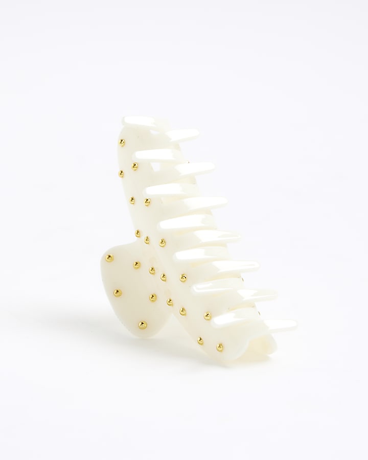 River Island Cream Studded Claw Hair Clip