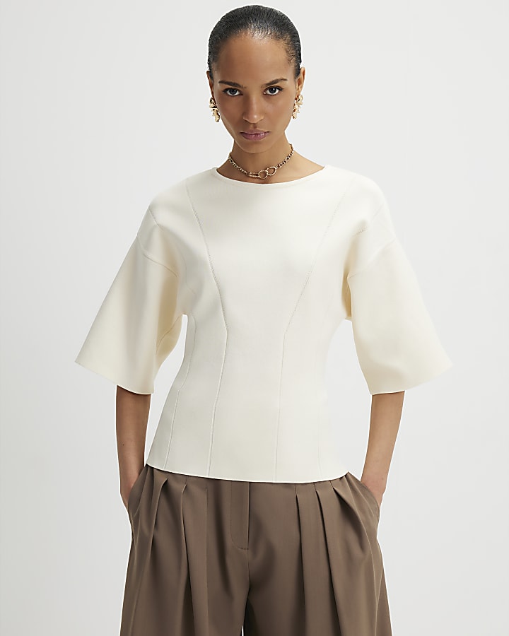 River Island Cream T-Shirt Jumper