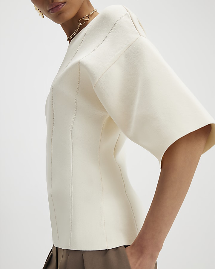 River Island Cream T-Shirt Jumper